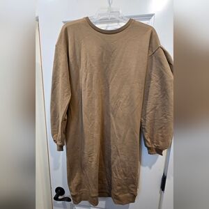 The Simple Folf Cozy Tan Long Sleeve Dress